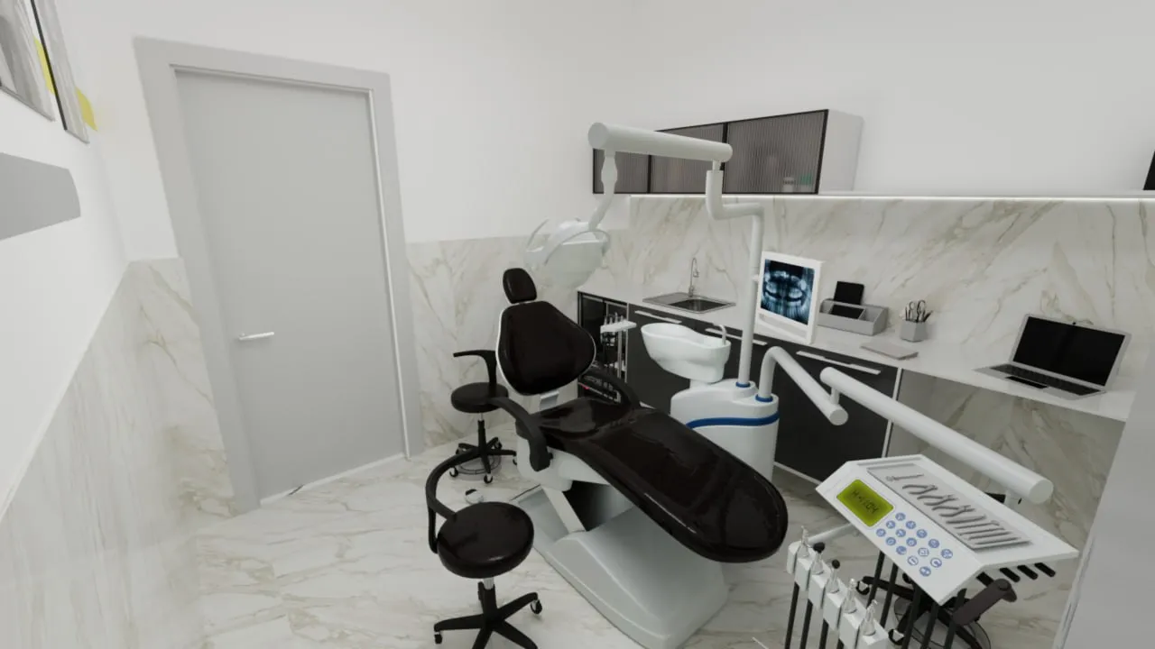 "Современная стоматология с уютным интерьером и комфортными зонами ожидания в клинике 79 м² на Болотниковской"